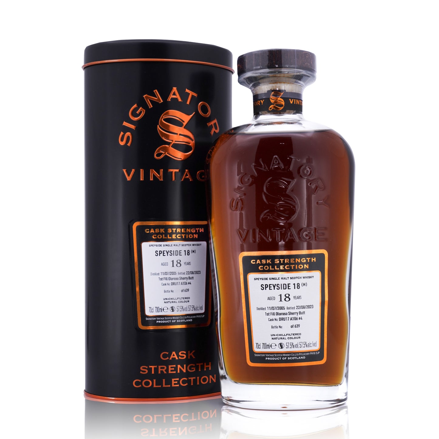 Secret Speyside (M) 18 Years Old 1st Fill Oloroso Sherry Butt DRU17 A106#4 Signatory Vintage 57.5% 700ml