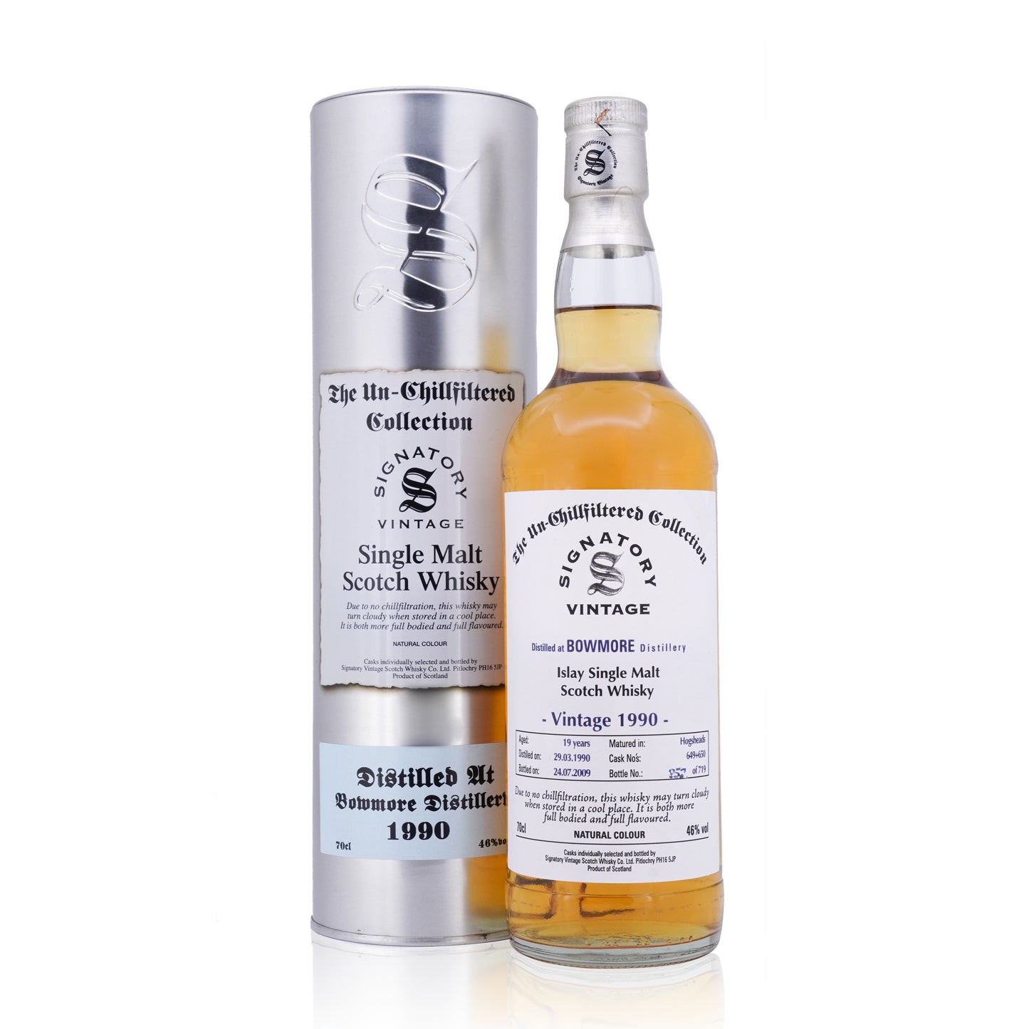 Bowmore 19 Years Old 1990/2009 cask no.649+650 Signatory Vintage 46% 700ml