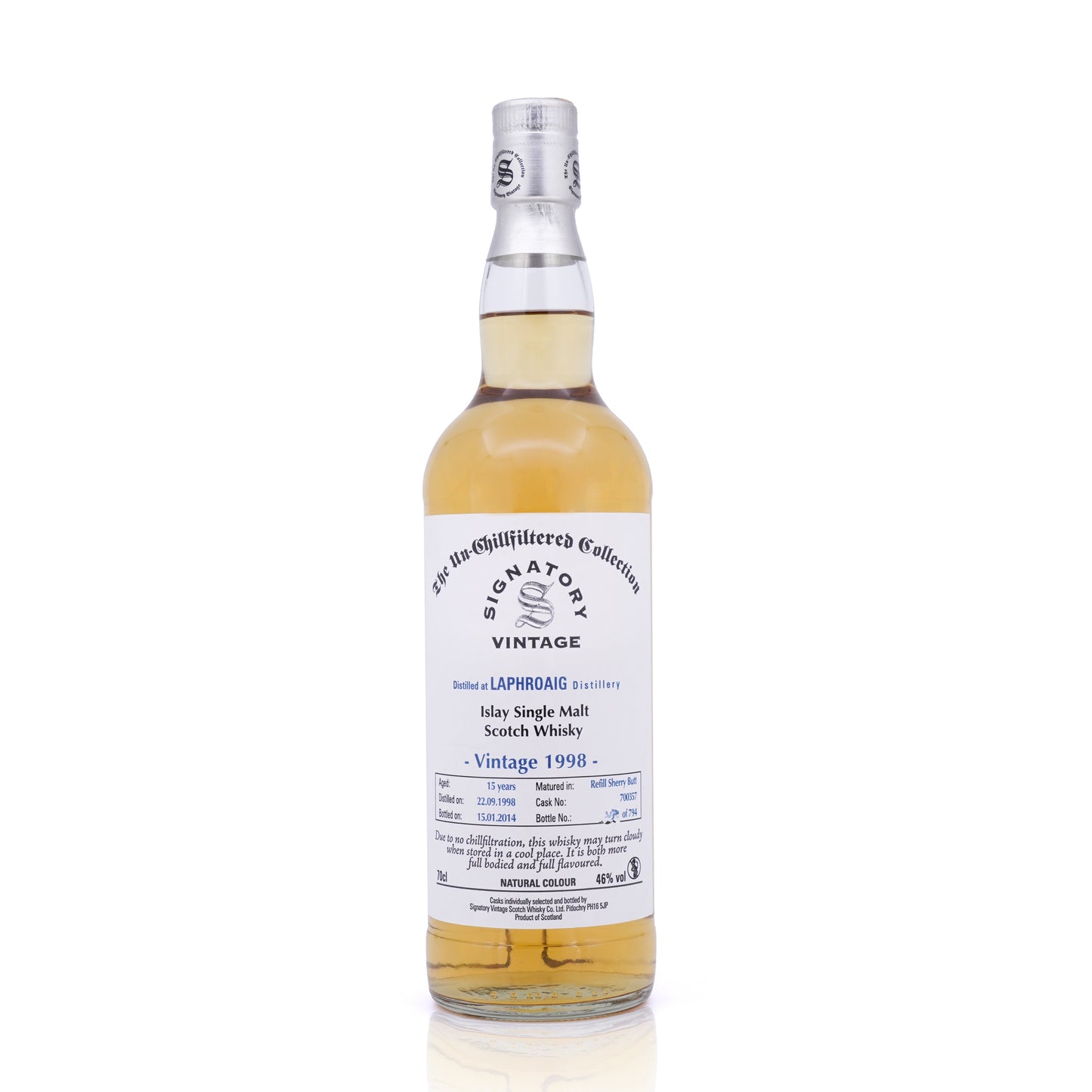 Laphroaig 15 Years Old 1998/2014 cask no.700357 Signatory Vintage 46% 700m