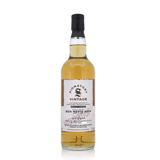 Ben Nevis Heavily Peated 4 Years Old 2019/2023 Signatory Vintage 100 Proof Edition #1 57.1% 700ml